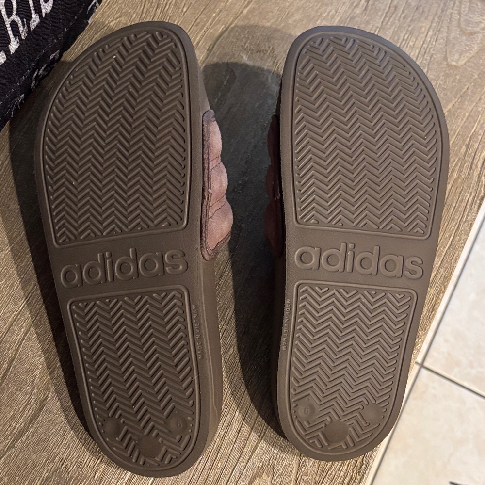Adidas Chocolate Brown Slide Sandals - Picture 3 of 3